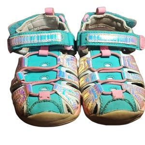 Cat & Jack holographic Velcro sandal sneakers toddler girl size 8